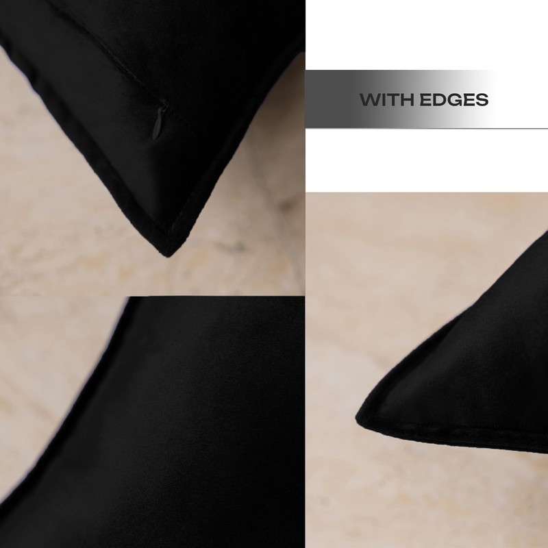 JIAHANNHA Velvet Black Throw Pillow Covers Pack of 2 Decorative