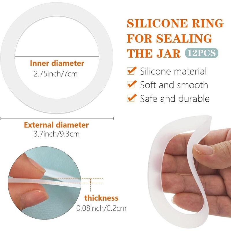 12pcs 3.7 Inches Silicone Jar Gaskets Replacement Silicone Seals Airtight