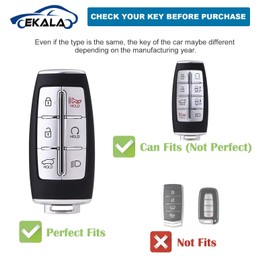 EKALA for Genesis Key Fob Cover with Keychain Lanyard, Soft TPU Key Fob Case Protector Full Covers Fit for 2022 Genesis GV70 G70 2022 2021 Genesis GV80 6 Buttons Keyless Entry Smart Key (Gnss)