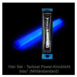 Set of 10 – Power Glow Stick/Tactical Light in Military Standard – Blue Luminous (6 Inches / 15 cm) – Individually Packed – Minimum 12 Hours Lighting Time