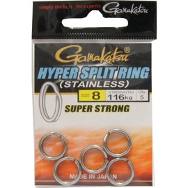 Gamakatsu Hyper Split Ring Black Nickel Spring Rings Size:8