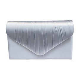 LeahWard Women's Satin Floral Clutch Bags Party Wedding Evening Handbag 8002 (Silver)