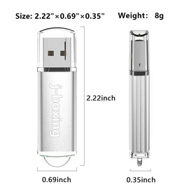 J-boxing 10 Pack USB Flash Drives 16GB USB 2.0 Memory Stick Thumb Drives Silver