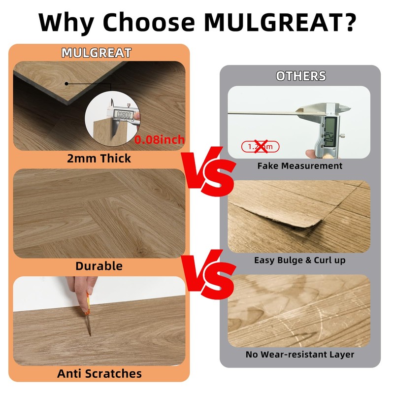 MULGREAT Peel and Stick Tile, 54 Sq.Ft 2mm Thicken Vinyl