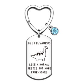 QMVMV Funny Bestiesaurus Gifts Bestie Keyring for Women Girl Birthday Christmas Keyring Gift for Sister Best Friend