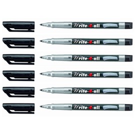 STABILO Write-4-all Permanent Markers Medium Tip Black Pack of 6