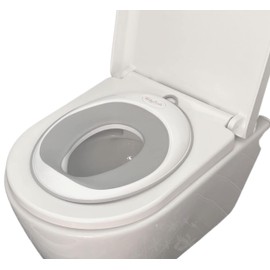 Babycurls Toilet Training Seat Kids Non Slip with Splash Guard Fits Oval & Round Toilets White/Grey for Safe Toddler Loo Potty Training in The Bathroom and Home