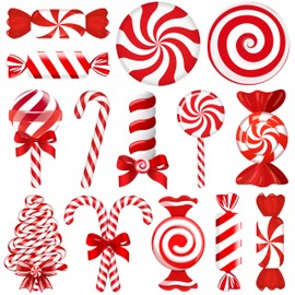 Winter Christmas Peppermint Candy Cane Cutouts Christmas Bulletin Board Decorations Classroom Winter Holiday Cut-Outs Decor Home School Christmas Stickers for Wall Window Blackboard