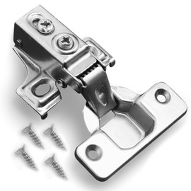 2 Pack | Soft Close Cabinet Door Hinges for 1/2" Partial Overlay Cupboards, Stainless Steel Concealed Cup Hinges for Kitchen Cabinets, 100 Degree Opening Angle, Includes Mounting Screws and Manual.