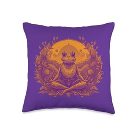 Frosch nature Yogateacher Yoga Meditation Mandala Frog as Yoga Teacher Guru Meditation in Lotus Seat Throw Pillow, 16x16, Multicolor