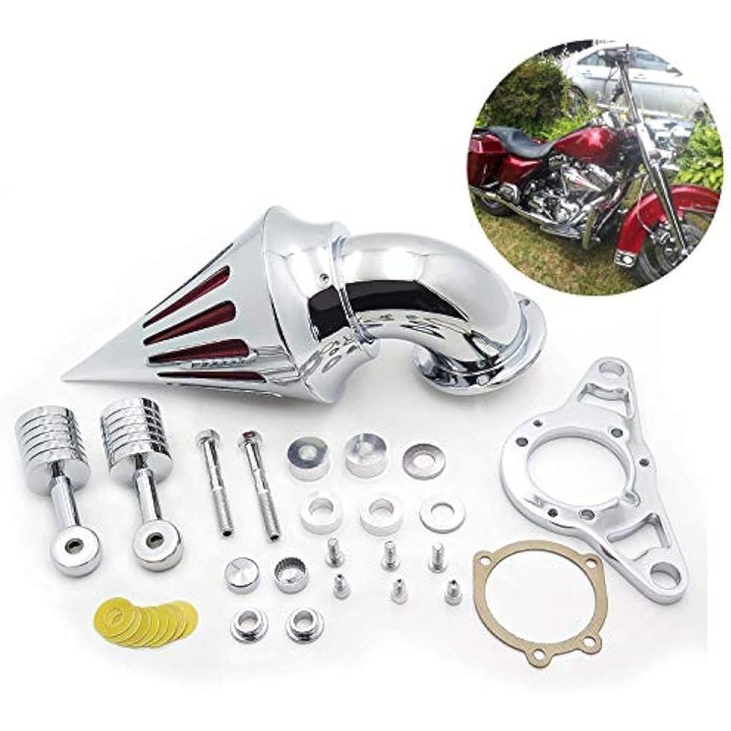HASkulle Motorcycle Chrome Air Cleaner Filter Compatible with for Harley