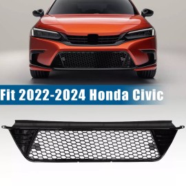 WenQi Fit 2022-2024 Honda Civic 4DR Glossy Black Front Bumper Lower Grille Honeycomb