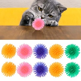 10 Pcs Cat Ball Toy Colorful Pet TPR Toy Ball Soft Kitten Puppy Toy Ball Portable Pet Interactive Toy Ball Set for Reduce Pet Bored