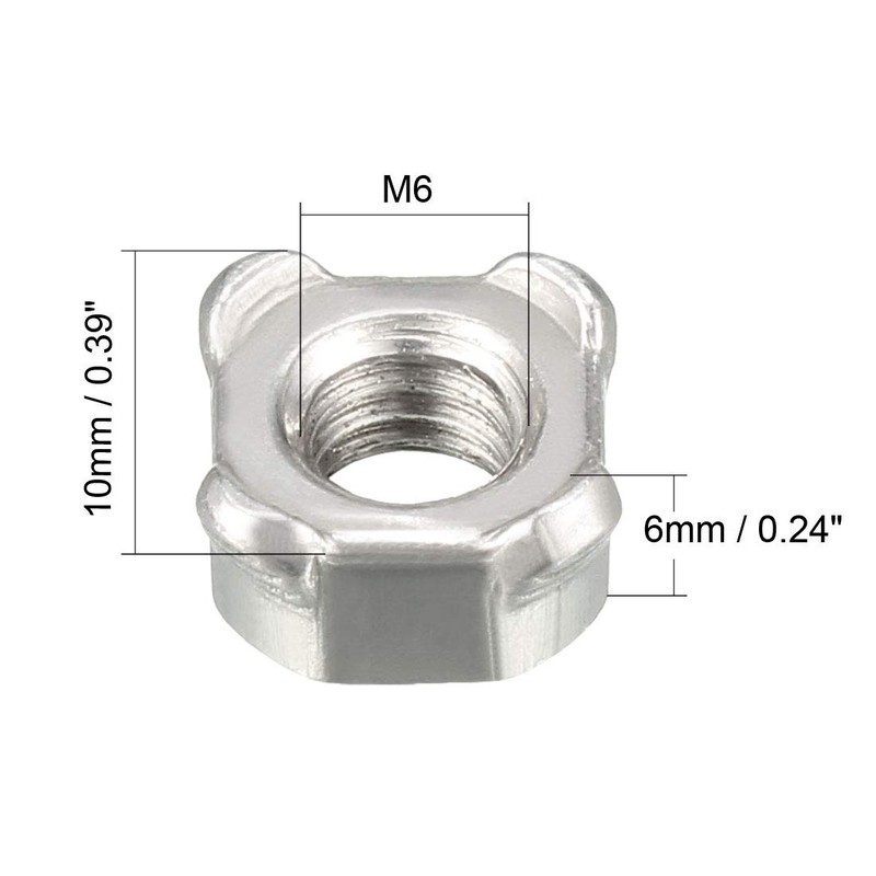 uxcell Weld Nuts,M8 Square UNC Coarse Carbon Steel Machine Screw