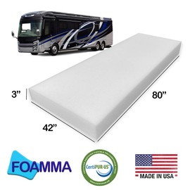Foamma 3” x 42” x 80” Camper/RV Travel High-Density Bunk Mattress Foam Replacement, Made in USA, Comfortable, Travel Trailer, CertiPUR-US Certified, Cover Not Included