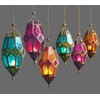 Moroccan Style Hanging Glass Tealight Lantern (Medium Purple/Pink)
