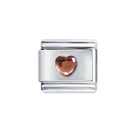 Quiges 9mm Italian Style Charm Module Stainless Steel Pink Heart for Italian Bracelets, Plastic, No Gemstone