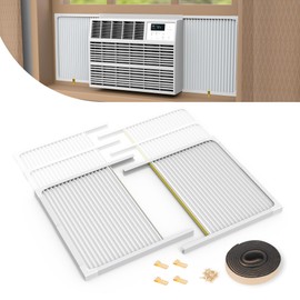 BJADE'S Window Air Conditioner Side Panels with Adjustable Frame Size Suitable for Different Window AC Unit 5,000-14,000Btu, Side Panel Seal Kit,Room AC Accordion Filler Curtain Replacement Kit