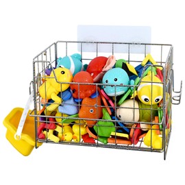 Umimile 304 Stainless Steel Bath Toy Holder - 8.6L Rustproof Baby Bathtub Toy Storage with Quick-Dry Drain Holes, Mold Resistant Design for Toys/Shampoo, 3-Way Mount (Wall, Hanging, Stand)