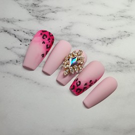 Lovely Leopard Handmade Nail Tips - Long Point / 러블리 호피 수제네일팁 - 롱포인트