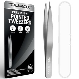 DUROX Ingrown Hair Tweezers, Pointed Tweezers for Ingrown Hairs, Splinter Tweezers with Fine Tip, Fine Tweezers for Splinter Removal Kit, Sharp Tweezers for Splinters, Pointy Tweezers with Needlepoint