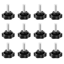 WUDQIJI Star Screw Knurled Screw Pack of 12 Clamping Knob Handle Star Handle Screws Star Head Screw Star Shape Head Clamping Nut Knurled Star Grip Screw Star Grip Nut (M6 x 20 mm)
