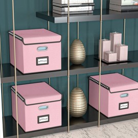 Huolewa Collapsible File Storage Organizer Box with Lid, Linen Document Storage, Universal Hanging Filing Organization Box for Letter/Legal Folder, Decorative Office/Home File Bins - only Box