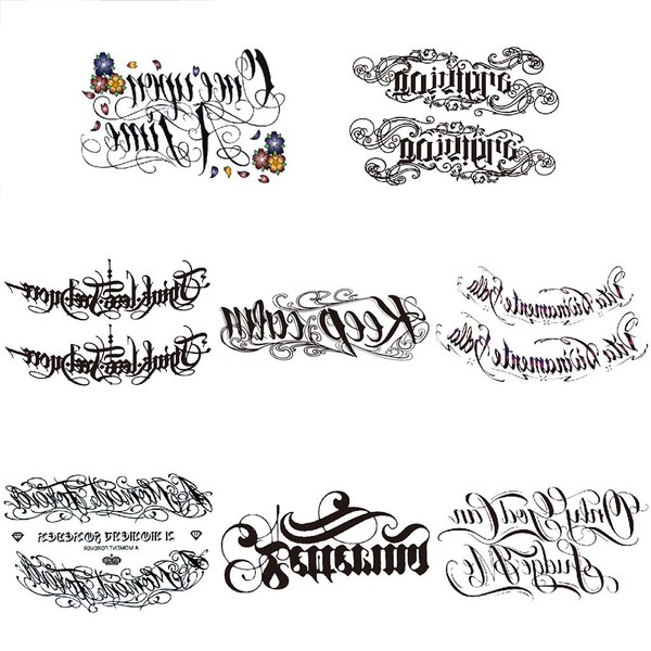 CARGEN® Tattoos Stickers Letters Alphabet English Letters Waterproof Tattoo Stickers Art Stickers Set of 8 (210*148mm)