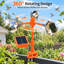 Solar Wind Powered Bird Repeller for Outdoor Use – 360° Reflective Sound Deterrent for Garden, Farm & Yard Protection