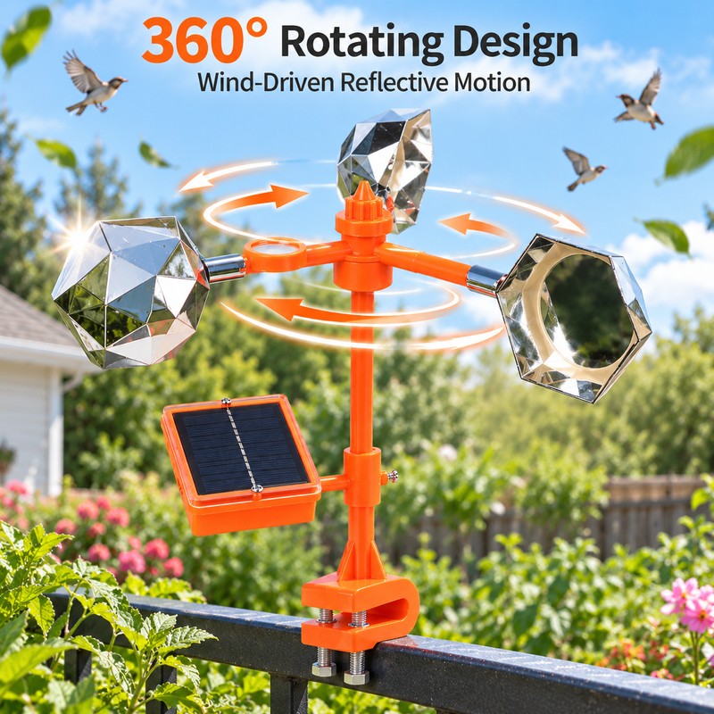 Solar Wind Powered Bird Repeller for Outdoor Use – 360°