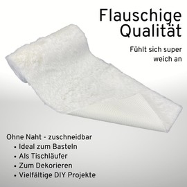 Fur Ribbon 15 x 200 cm, Slim Fur Look Table Runner, Decorative Ribbon Made of Fluffy Faux Fur, Available (White)