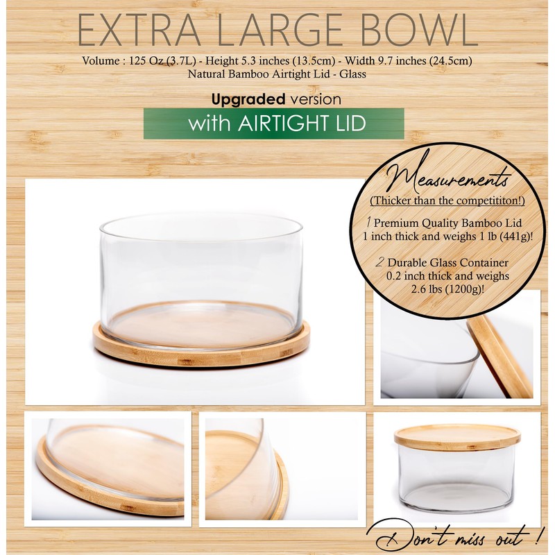 25DOL XXL Extra Large 10 inch Clear Glass Salad Bowl