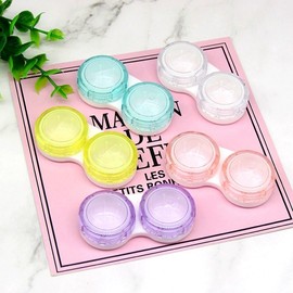 Basic color lens case clear contact lens case soft hard small dream lens simple portable travel color clear contact lens case (white) 13ea