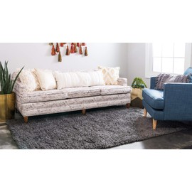Unique Loom Solo Solid Shag Collection Area Modern Plush Rug Lush & Soft, 4 ft 0 x 6 ft 0, Graphite Gray