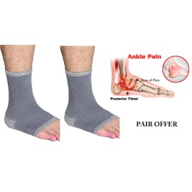 Adjustable Elastic Ankle Support Foot Sleeve - Weak Sore Ankles Pain Stabilisation Brace/Wrap/Support for Injured Ankles - Sub-Acute Ankle Sprains, Edema & Arthritis by Solace Care (S - Pair)