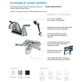 Laguna Brass 2001BN/3210BN/4120BN RV Bathroom and Tub Faucet with Matching Hand Shower Combo, Brushed Nickel Finish