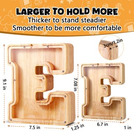 UBeesize Wooden Letter Piggy Bank for Boys Girls Toddler,Alphabet A-Z Money Bank,Coin Box Birthday Gift,Children's Gift Decoration Baptism (T)