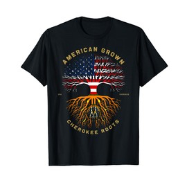 American Grown With Cherokee Roots Tree USA Flag T-Shirt