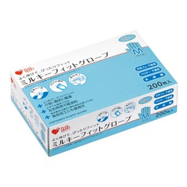 Plus Heart 70209 Disposable Vinyl Gloves, Milky Fit Gloves, Blue, 200 Count, Medium, Latex Free, Powder Free