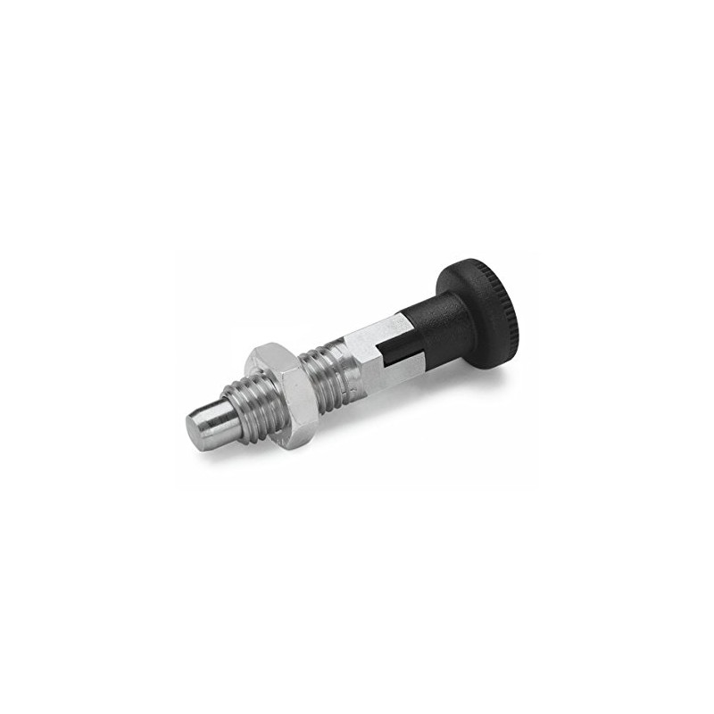 Ganter Normelemente GN 717-4-M8X1-CK-NI - Stainless Steel Latching Bolt, Silver,
