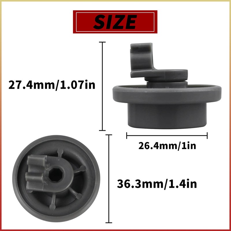 4 Pcs 4581DD3003B Dishwasher Lower Rack Wheels, Bottom Dishrack Roller