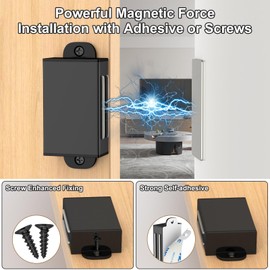 Cabinet Door Magnet Adhesive Jiayi 12 Pack Magnetic Door Catch Black Cabinet Magnetic Latch Stainless Steel Kitchen Magnetic Latch for Cupboard Magnetic Door Closure Door Closing for Drawer Wardrobe