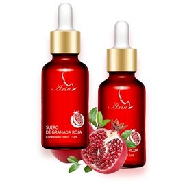 Set de 2 Serum Facial de Granada Roja 15ml C/u Suero Rejuvenecedor Reparador Liquido Suavizante de Piel Anti-Manchas Protege y Cuida el Rostro Skin Care