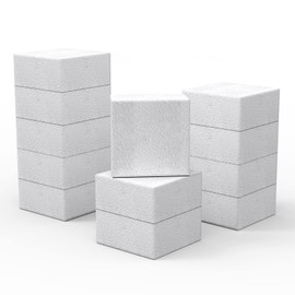 12 Pack Craft Foam Blocks, Polystyrene Blocks Squares Styrofoam Blocks Flower Foam Brick for Artificial Flower Arrangement, Models, Crafts (White, 4 x 4 x 2 inches)