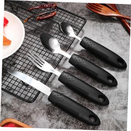 Healeved Weighted Utensils for Tremors Elderly Disabled People Utensil Spoon Fork Adaptive Cutlery Arthritis Stainless Steel Ergonomic Grip Easy Cleaning Hanging Drying