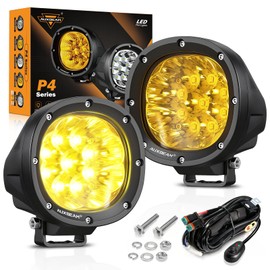 Auxbeam 4 Inch 90W Amber LED Fog Lights, 9000LM Super Bright Round Offroad Driving Pods, P4 Series Spot Beam Bumper Ditch Lights for Trucks, SUVs, Jeep Wrangler, ATV/UTV, Motorcycle, 2-Pack