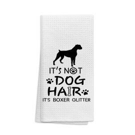 OHSUL It’s Not Dog Hair It’s Boxer Glitter Absorbent Kitchen Towels Dish Towels Dish Cloth,Funny Boxer Dog Hand Towels Tea Towel for Bathroom Kitchen Decor,Dog Lovers Girls Gifts