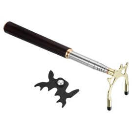 PATIKIL Retractable Billiards Cue Stick Bridge, Wooden Pool Cue Accessory with Removable Metal High Bridge Head for Pool Table Competition, Gold/Black