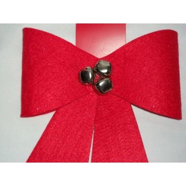 Red Felt Jingle Bells Bow Christmas Gift Wreath Package Wedding Pew Choir Craft