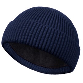 PHILIGHTS Swag Short Fisherman Beanie for Men Women, Wool Knit Cuffed Fleece Lined Trawler Beanies Winter Warm Hat Skull Cap